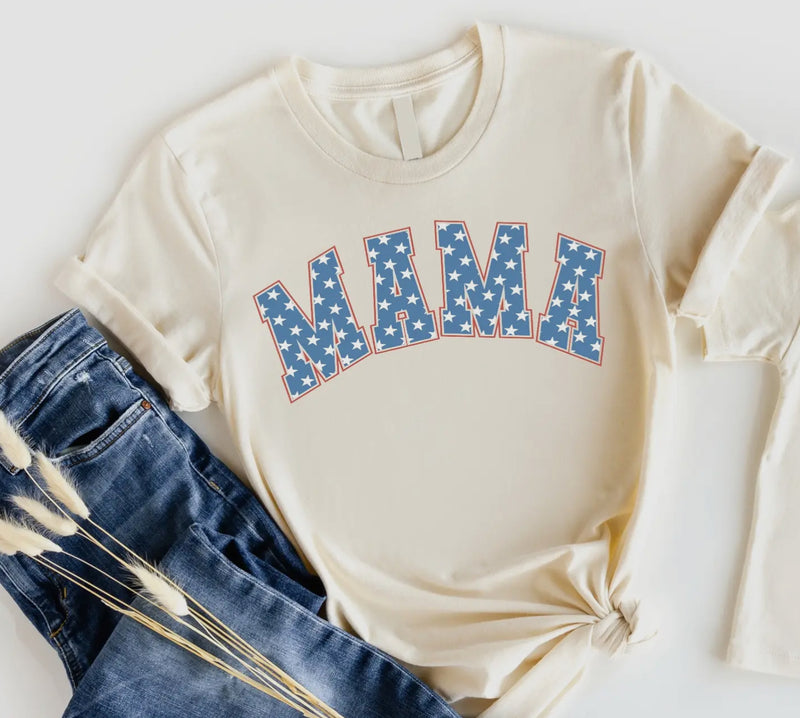 Red, White, and Blue Stars Mama Tee
