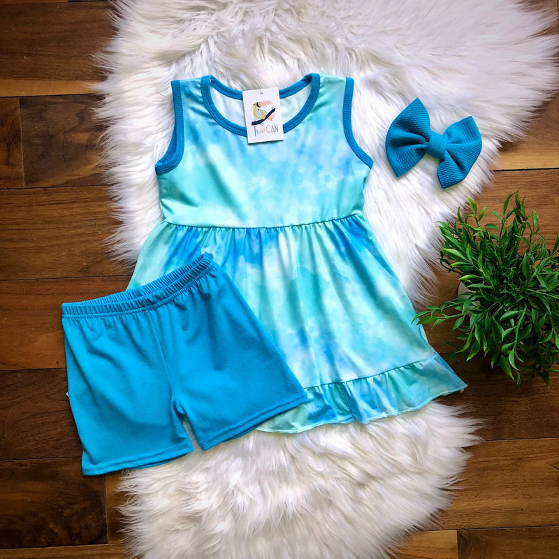 Ocean Tie-Dye Shorts Set