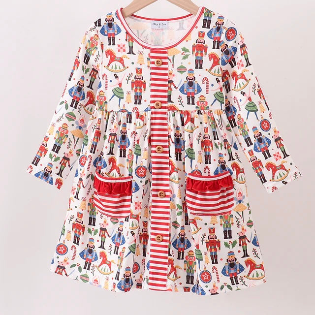 Bright Nutcracker Striped Dress