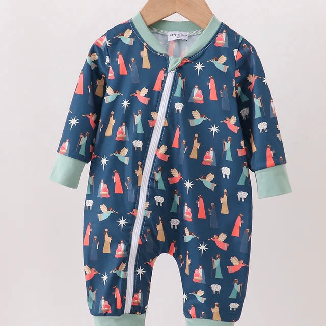 Navy Nativity Romper