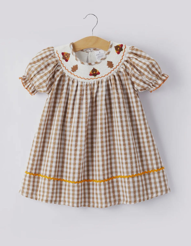Thanksgiving Smocked Plaid Dress