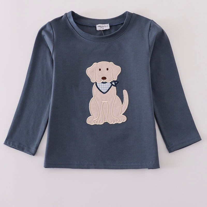 Navy Puppy Applique Shirt