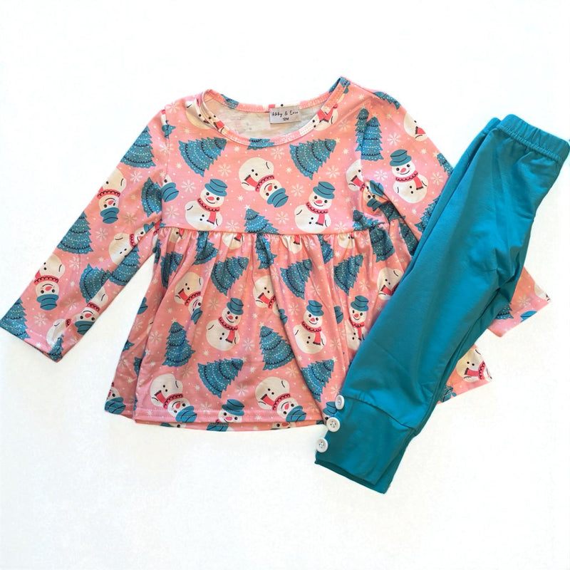 Pink Snowman Pant Set