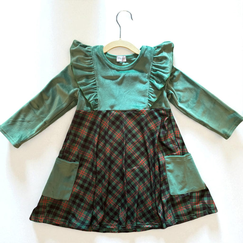 Velvet Christmas Plaid Dress