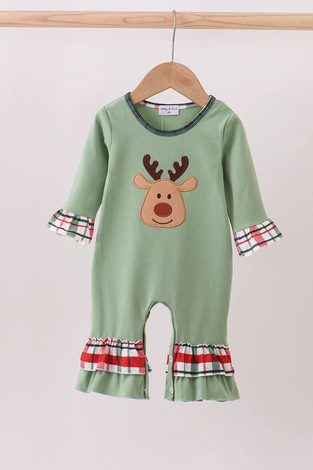 Happy Reindeer Ruffle Romper